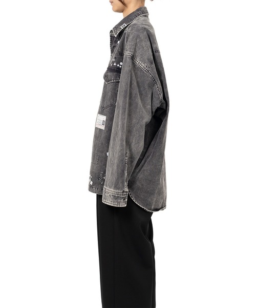 ブラウス シャツ Embellished Distressed Shirt レディースの画像