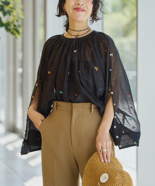 ブラウス シャツ IENA LA BOUCLE フラワー刺繍ボレロブラウス レディース