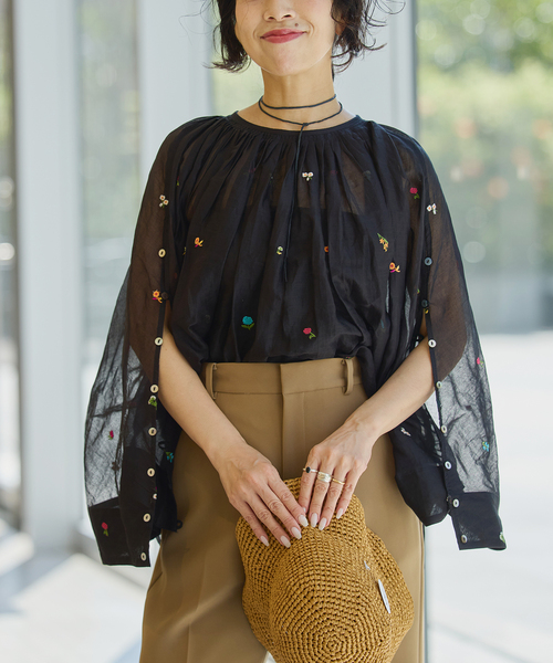 ブラウス シャツ IENA LA BOUCLE フラワー刺繍ボレロブラウス レディース IENA LA BOUCLE ブラウス シャツ フラワー刺繍ボレロブラウス