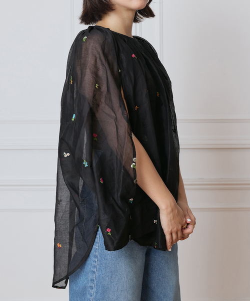 ブラウス シャツ IENA LA BOUCLE フラワー刺繍ボレロブラウス レディース 予約》IENA LA BOUCLE フラワー刺繍ボレロブラウス（シャツ
