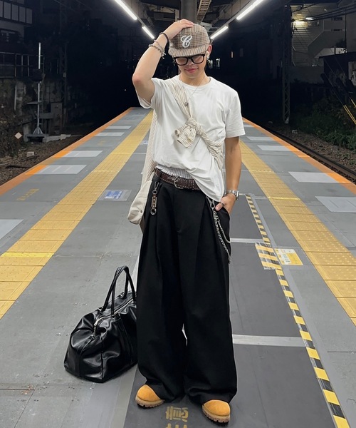MandO（エムオー） ワイドパンツ スラックス クロスタックバギーワイド