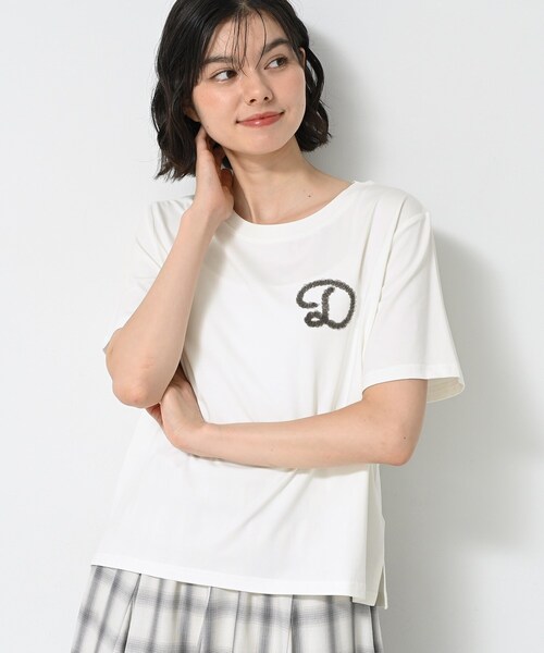 tシャツ 「接触冷感・洗える」チュール刺繍Tシャツ レディース