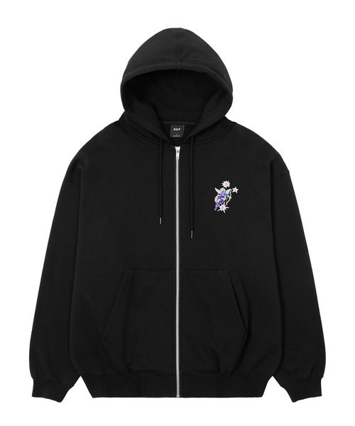 HUF ブラック ジップアップパーカー L HUF 「HUF」 ジップアップパーカー LARGE ブラック メンズ