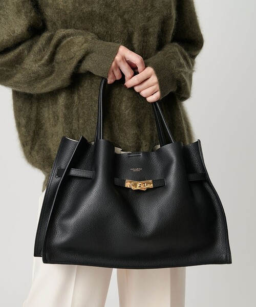 VIOLAd'ORO ブラックレザー ハンドバッグ VIOLAd'ORO トートバッグ 「VIOLAd'ORO」TRERO レザー