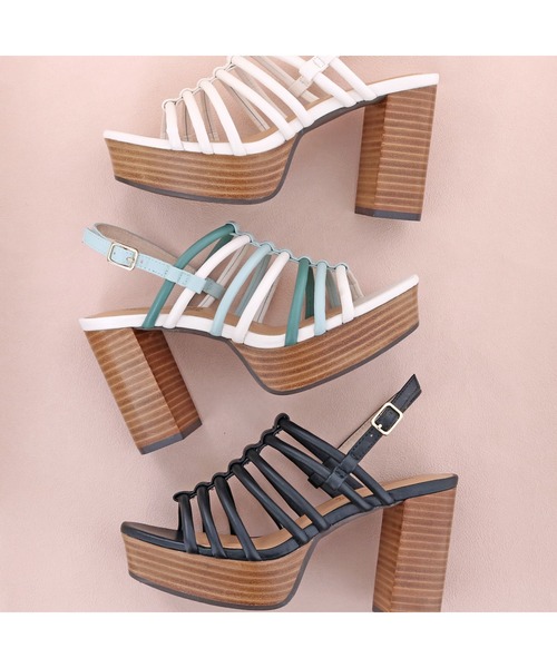 「あしながおじさん」 ヒールサンダル 23.5cm オフホワイト レディース_画像4