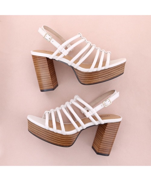 「あしながおじさん」 ヒールサンダル 23.5cm オフホワイト レディース_画像5