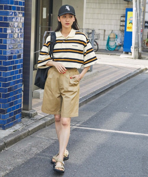 「MONO-MART」 「retock’s」半袖ポロシャツ L ネイビー レディース_画像5