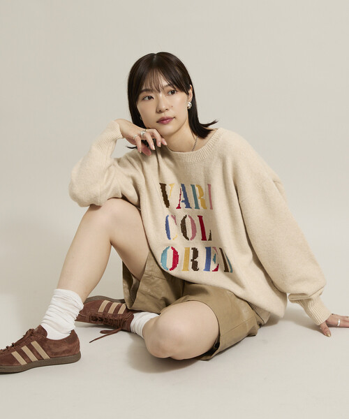  カラフルロゴ セーター FREAK'S STORE ニット セーター カラー ジャガード ロゴ ニット