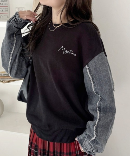 シーニュ 長袖セーター レディース - 黒 Black Genevieve Cashmere Wool Blend Crewneck Sweater | Tuckernuck