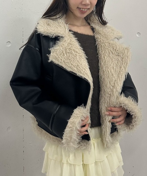 LAPEREAD【極上のリアルムートン】ムートンコート　ボアジャケット　本革 AIC. ムートンコート ボアコート 2wayフェイクレザームートン