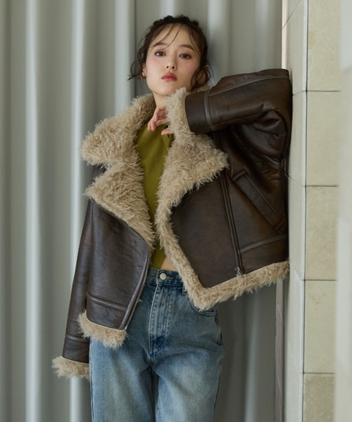 archives（アルシーヴ） ムートンコート ボアコート フェイクレザー