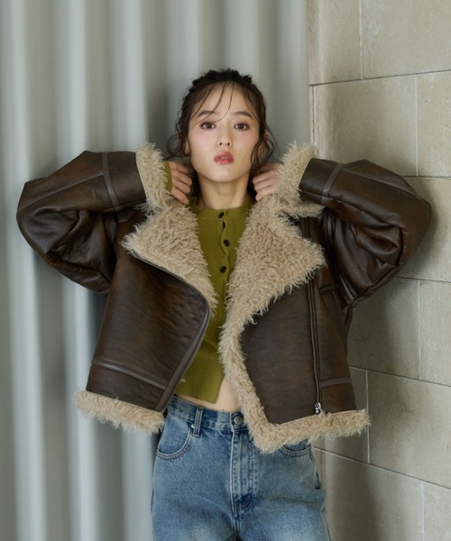 FAD3 ボアフーデットレザーブルゾン Archive レザーボアブルゾン