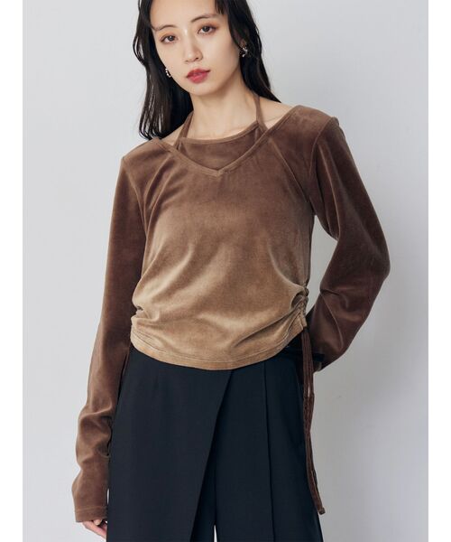 MURUA（ムルーア） tシャツ ホルターネックベロアトップス レディース