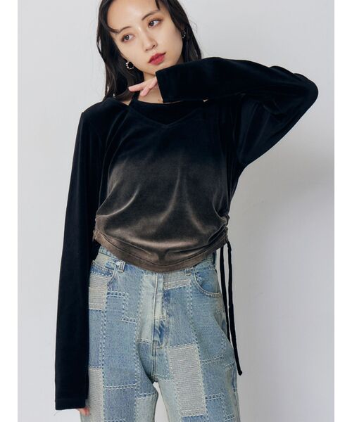 MURUA（ムルーア） tシャツ ホルターネックベロアトップス レディース