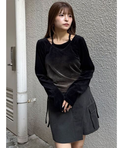 MURUA（ムルーア） tシャツ ホルターネックベロアトップス レディース