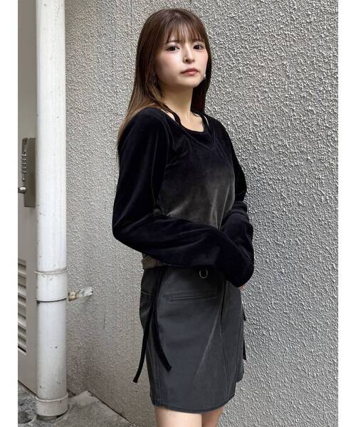 MURUA（ムルーア） tシャツ ホルターネックベロアトップス レディース