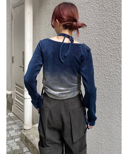 MURUA（ムルーア） tシャツ ホルターネックベロアトップス レディース