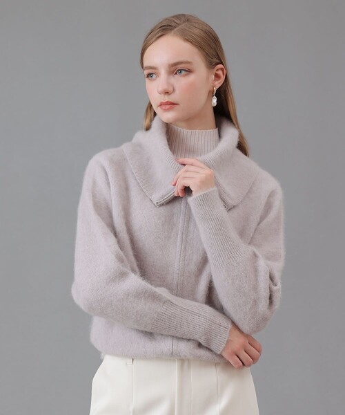 ANAYI カーディガン フラッフィジップアップカーディガン レディース