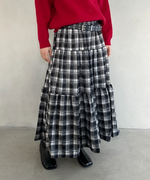 スカート チェック柄ロングティアードスカート : ZOZOTOWN Yahoo!店