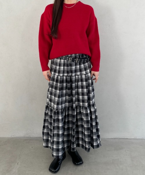 スカート チェック柄ロングティアードスカート : ZOZOTOWN Yahoo!店