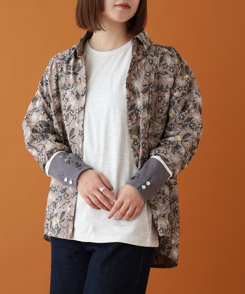Emago 後ろ切り替えロンＴ 生成 Emago（イマゴ） tシャツ 袖切替えロングスリーブ レディース