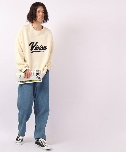 「VISION STREET WEAR」 長袖ニット L ブルー メンズ_画像4