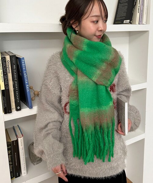 Discoat（ディスコート） ストール マフラー 太フリンジボーダー