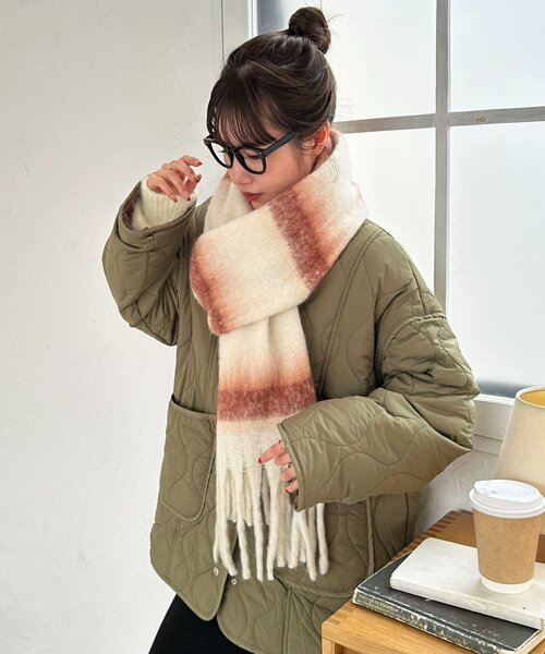 Discoat（ディスコート） ストール マフラー 太フリンジボーダー