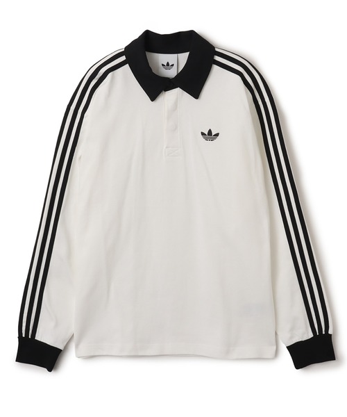 adidas 長袖ポロシャツ ホワイト ラガーシャツ adidas（アディダス） ポロシャツ アディカラーラグビーポロシャツ