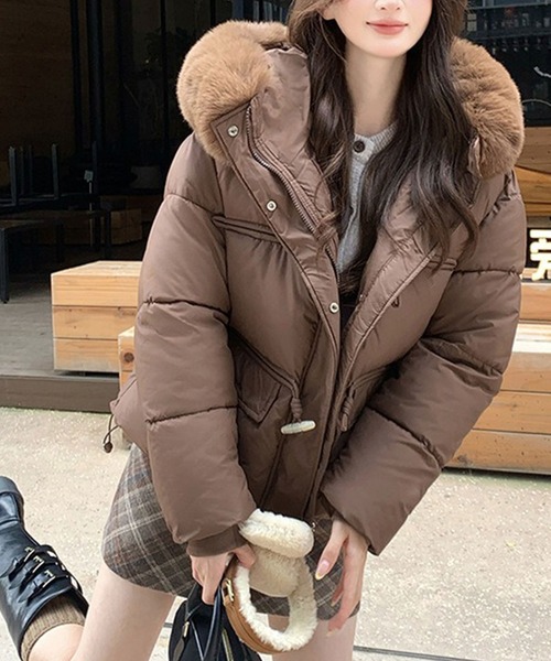 じゅんじゅんさん専用♡フェイクファーフードダウンジャケット セール】【洗える/撥水】10の欲張りを満たす フェイクファーフード付き