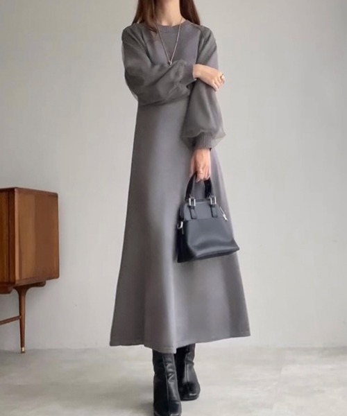 「FILLOU」 ニットワンピース MEDIUM チャコール レディース_画像9