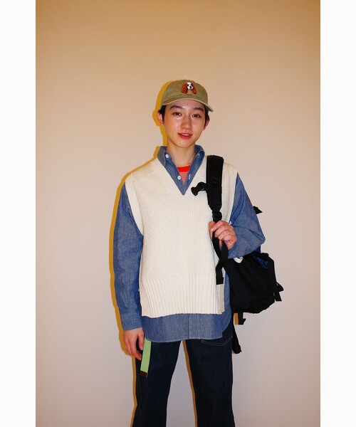 BEAMS BOY（ビームス ボーイ） ベスト ジレ サイド リボン レッド