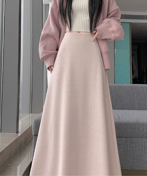 LUCPY スカート ビジューフレアロングスカート : ZOZOTOWN Yahoo!店