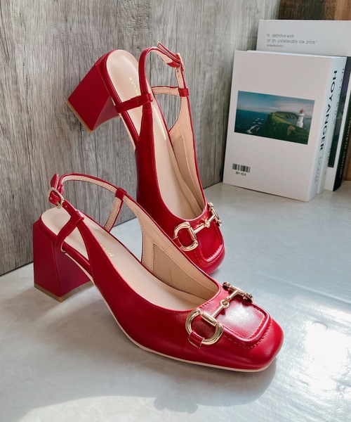 「Noubel Voug Relax」 ヒールサンダル 24cm レッド レディース_画像8