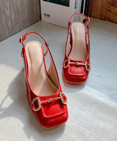 「Noubel Voug Relax」 ヒールサンダル 24cm レッド レディース_画像9