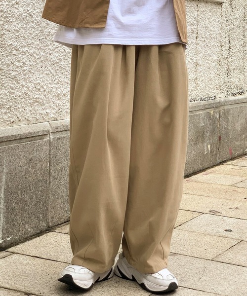 ワイドパンツ チノパン 「26年春夏新作」ツイルワイドシルエットパンツ