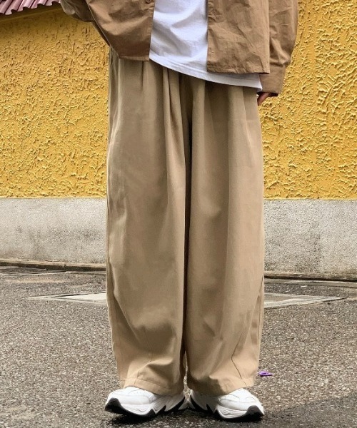 ワイドパンツ チノパン 「26年春夏新作」ツイルワイドシルエットパンツ