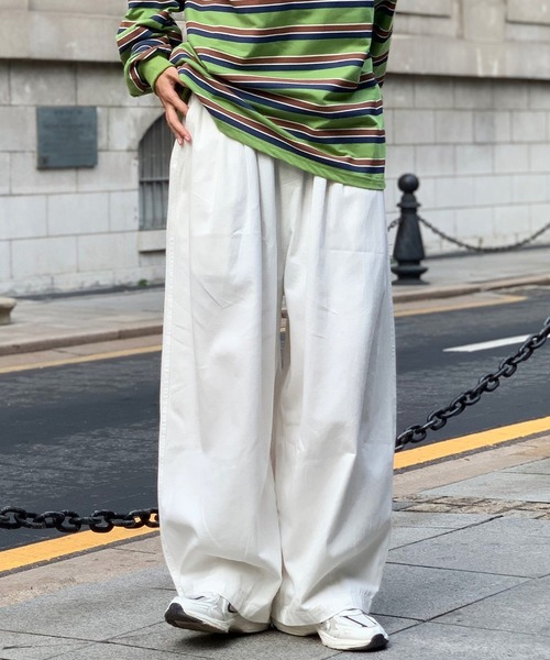 ワイドパンツ チノパン 「26年春夏新作」ツイルワイドシルエットパンツ