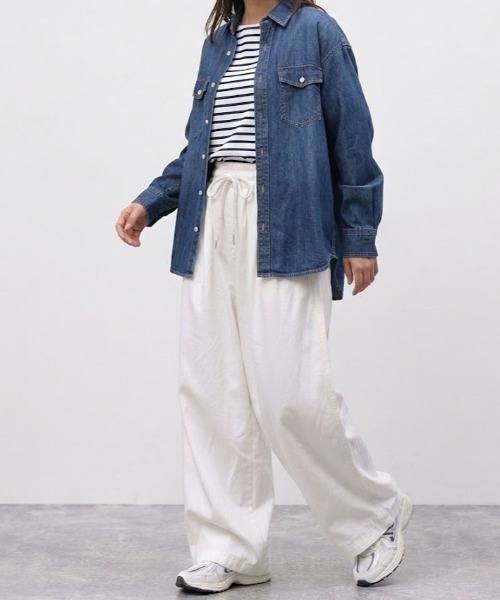 ワイドパンツ チノパン 「26年春夏新作」ツイルワイドシルエットパンツ