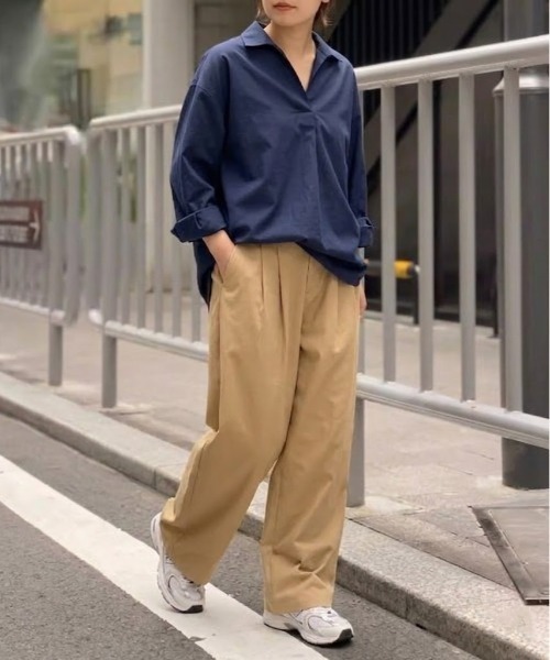 JULYNINEチノパン　ベージュ チノパン 「26年春夏新作」ツイルワイドシルエットパンツ メンズ