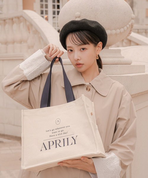 APRILY トートバッグ 「単品」キャンバスロゴトートバッグ レディース