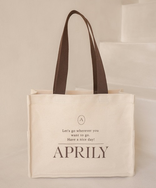 APRILY トートバッグ 「単品」キャンバスロゴトートバッグ レディース 