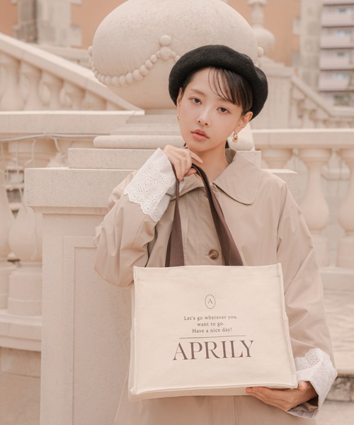 APRILY トートバッグ 「単品」キャンバスロゴトートバッグ レディース