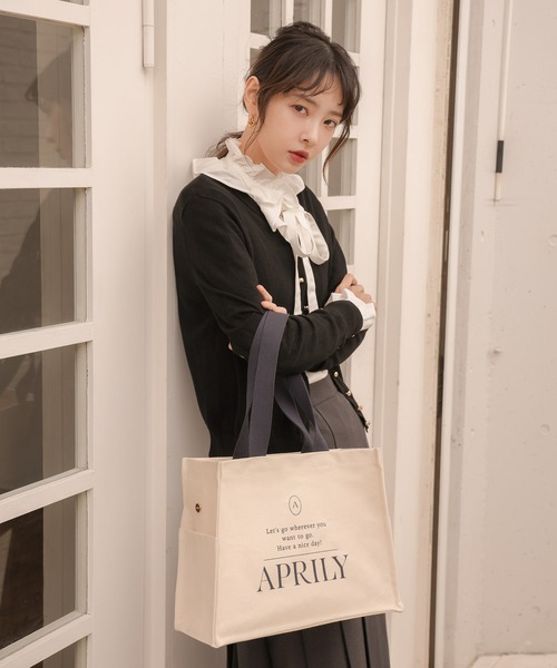 APRILY トートバッグ 「単品」キャンバスロゴトートバッグ レディース 