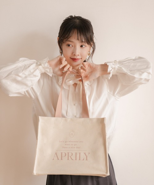 APRILY トートバッグ 「単品」キャンバスロゴトートバッグ レディース