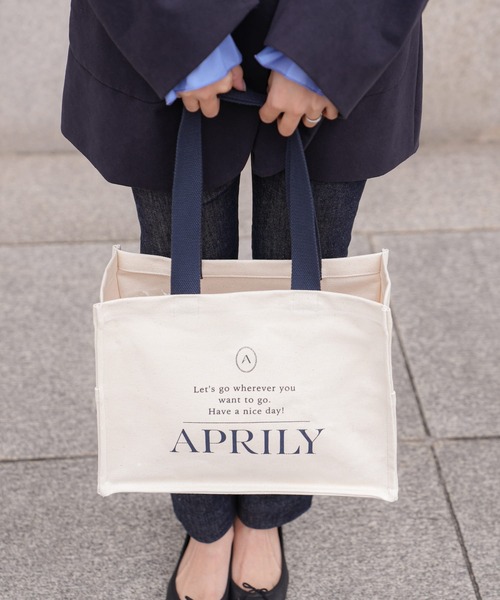 APRILY トートバッグ 「単品」キャンバスロゴトートバッグ レディース