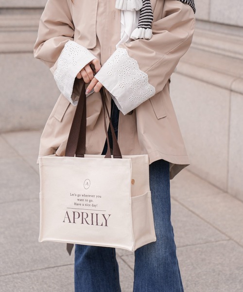 APRILY トートバッグ 「単品」キャンバスロゴトートバッグ レディース 