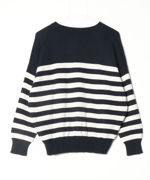 「SAINT LAURENT PARIS」 ボーダー柄長袖ニット M ネイビー レディース_画像2