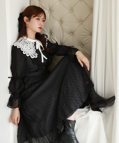 「Cheek」 半袖ワンピース MEDIUM ブラック レディース_画像2