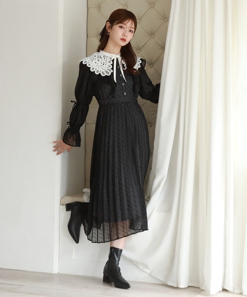 「Cheek」 半袖ワンピース MEDIUM ブラック レディース_画像3